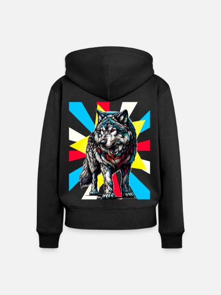 Wolf Wölfe Tattoo - Frauen Premium Bio Zip Hoodie - Schwarz