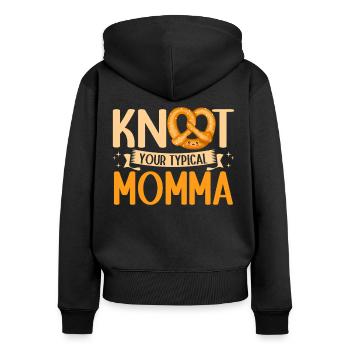 Knot Your Typical Momma Pretzel German Salty - Women's Premium Organic Zip Hoodie - black - Back - Julia (174cm)