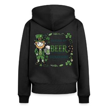 St. Patrick's Day Mood: Beer and Shenanigans - Women's Premium Organic Zip Hoodie - black - Back - Julia (174cm)
