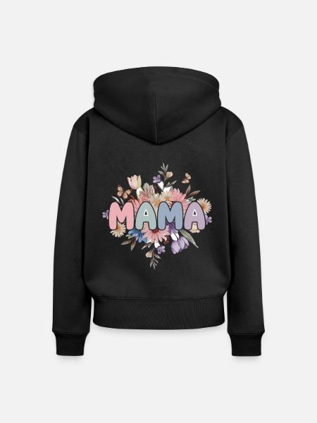Mama - Frauen Premium Bio Zip Hoodie - Schwarz