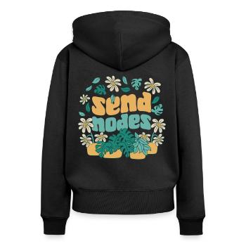 Amateur de plantes jardinage Jeu de mots Envoyer - Sweat à capuche zippé Premium bio Femme - noir - Dos - Julia (174cm)