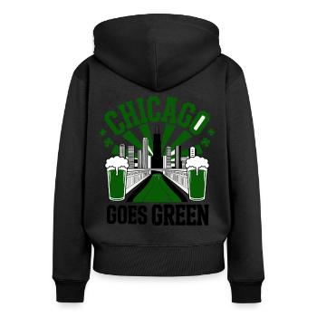 Chicago Goes Green - Frauen Premium Bio Zip Hoodie - Schwarz - Hinten - Julia (174cm)