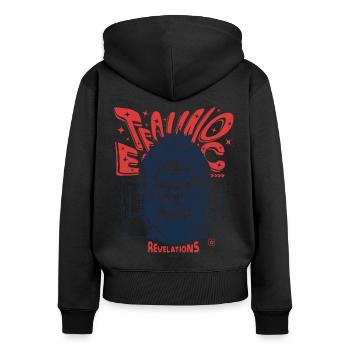 Techno Festival Shirt: Monkey & Ecstatic Revelations - Women's Premium Organic Zip Hoodie - black - Back - Julia (174cm)