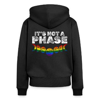 Schönes "Gegen Rassismus" - Frauen Premium Bio Zip Hoodie - Schwarz - Hinten - Julia (174cm)