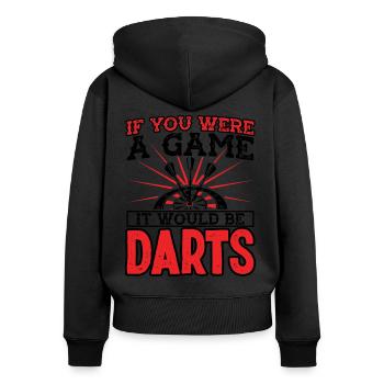 Dart Dartspieler Dartspiel Herren - Frauen Premium Bio Zip Hoodie - Schwarz - Hinten - Julia (174cm)