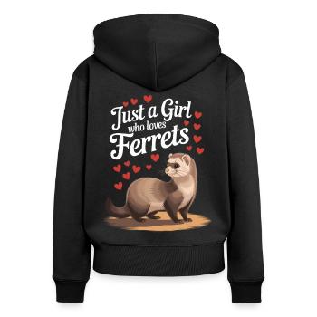Chemise furet – parfaite pour les amateurs de furets - Sweat à capuche zippé Premium bio Femme - noir - Dos - Julia (174cm)