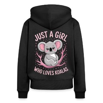 Koala-Shirt – Perfekt für Koala-Liebhaber - Frauen Premium Bio Zip Hoodie - Schwarz - Hinten - Julia (174cm)