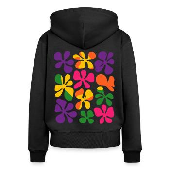 Matisse Inspired: Abstract Retro Floral Pattern - Women's Premium Organic Zip Hoodie - black - Back - Julia (174cm)
