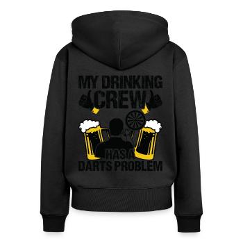 Dart Dartspieler Dartspiel Herren - Frauen Premium Bio Zip Hoodie - Schwarz - Hinten - Julia (174cm)