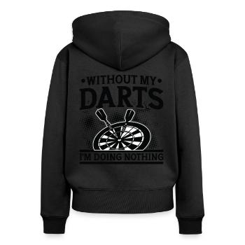 Dart Dartspieler Dartspiel Herren - Frauen Premium Bio Zip Hoodie - Schwarz - Hinten - Julia (174cm)