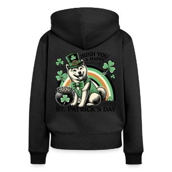 Merry St. Patrick's Day Dog - Women's Premium Organic Zip Hoodie - black - Back - Julia (174cm)