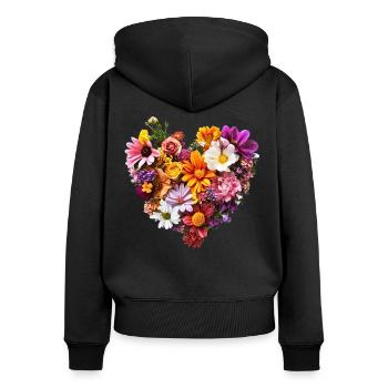 Heart of Colorful Flowers - Lush Blossoms - Women's Premium Organic Zip Hoodie - black - Back - Julia (174cm)
