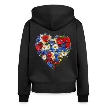 Heart of Field Flowers - Summer Blossoms - Women's Premium Organic Zip Hoodie - black - Back - Julia (174cm)