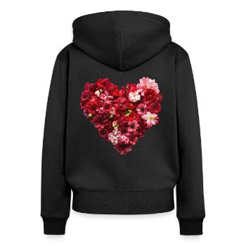 Heart of Red Blossoms - Passionate Flower Pr - Women's Premium Organic Zip Hoodie - black - Back - Julia (174cm)