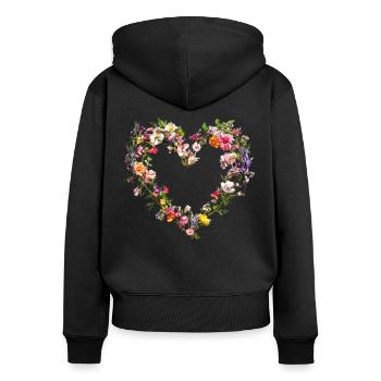 Heart of delicate flowers Spring-like blossoms - Women's Premium Organic Zip Hoodie - black - Back - Julia (174cm)