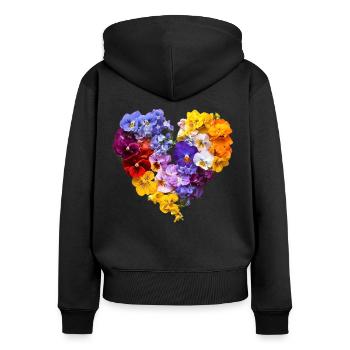 Heart of Pansies - Colorful Blossom Speech - Women's Premium Organic Zip Hoodie - black - Back - Julia (174cm)