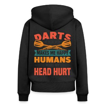 Dart Dartspieler Dartspiel Herren - Frauen Premium Bio Zip Hoodie - Schwarz - Hinten - Julia (174cm)
