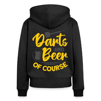 Dart Dartspieler Dartspiel Herren - Frauen Premium Bio Zip Hoodie - Schwarz - Hinten - Julia (174cm)