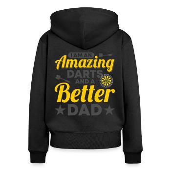 Dart Dartspieler Dartspiel Herren - Frauen Premium Bio Zip Hoodie - Schwarz - Hinten - Julia (174cm)