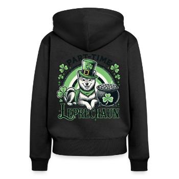 Chien lutin à temps partiel Fête de la Saint-Patrick - Sweat à capuche zippé Premium bio Femme - noir - Dos - Julia (174cm)