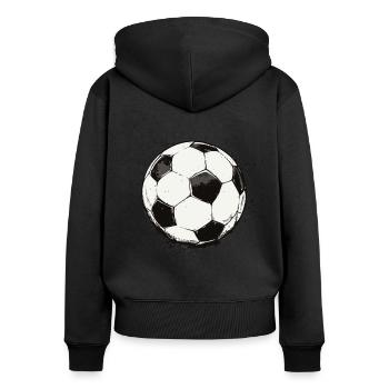 Ballon de football classique noir éclaboussures style urbain - Sweat à capuche zippé Premium bio Femme - noir - Dos - Julia (174cm)