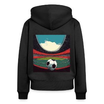 Stadion-Fußballfür Mannschaften und Vereine - Frauen Premium Bio Zip Hoodie - Schwarz - Hinten - Julia (174cm)