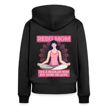 Reiki Massage Reiki Mom - Sweat à capuche zippé Premium bio Femme - noir - Dos - Julia (174cm)