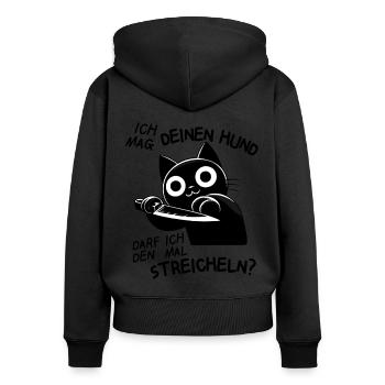 Süße Katze mit Messer – Niedlich, aber tödlich - Frauen Premium Bio Zip Hoodie - Schwarz - Hinten - Julia (174cm)