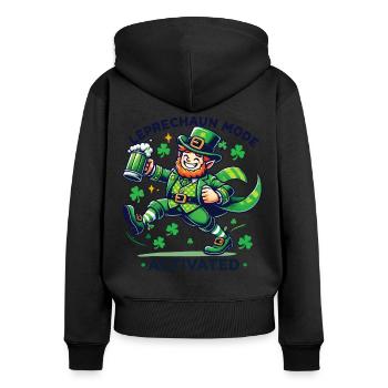 Leprechaun Mode Activates St. Patrick's Day Celebration - Women's Premium Organic Zip Hoodie - black - Back - Julia (174cm)