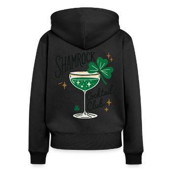Shamrock Cocktail Club pour la Saint-Patrick - Sweat à capuche zippé Premium bio Femme - noir - Dos - Julia (174cm)