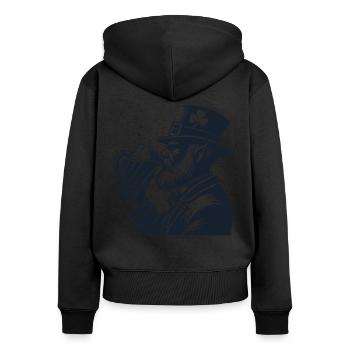 St. Patrick's Day Irischer Zwerg Mit Bier - Frauen Premium Bio Zip Hoodie - Schwarz - Hinten - Julia (174cm)