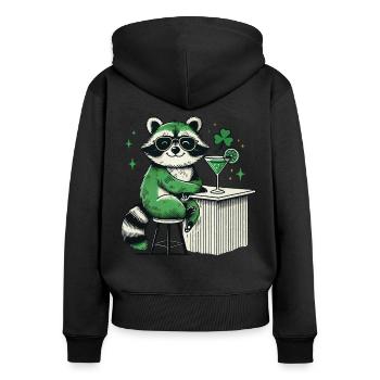 Cocktail de raton laveur pour la Saint-Patrick - Sweat à capuche zippé Premium bio Femme - noir - Dos - Julia (174cm)