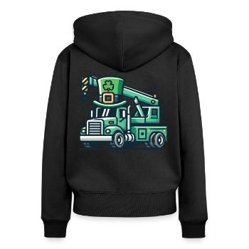 Saint-Patrick Véhicule de construction Enfants Fun - Sweat à capuche zippé Premium bio Femme - noir - Dos - Julia (174cm)