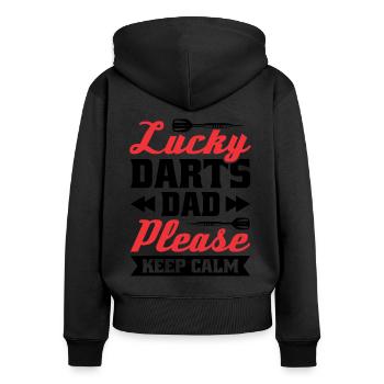 Dart Dartspieler Dartspiel Herren - Frauen Premium Bio Zip Hoodie - Schwarz - Hinten - Julia (174cm)