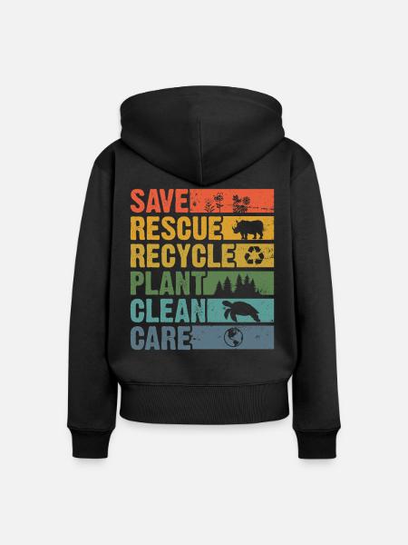 Earth Day - Frauen Premium Bio Zip Hoodie - Schwarz