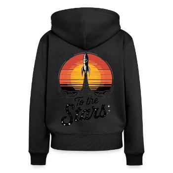 Lancement d’une fusée dans l’espace - Sweat à capuche zippé Premium bio Femme - noir - Dos - Julia (174cm)