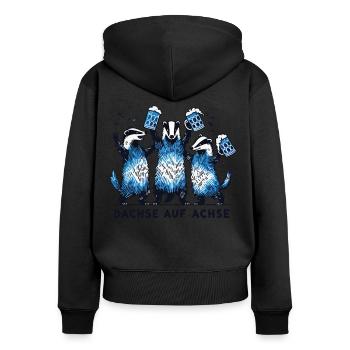 Dachse Auf Achse Party Freunde Crew - Frauen Premium Bio Zip Hoodie - Schwarz - Hinten - Julia (174cm)