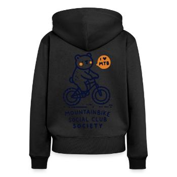 Vélo Ours Mountain Bike Club Style Rétro - Sweat à capuche zippé Premium bio Femme - noir - Dos - Julia (174cm)