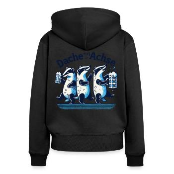 Dachse Auf Achse Party Spaß Freunde - Frauen Premium Bio Zip Hoodie - Schwarz - Hinten - Julia (174cm)