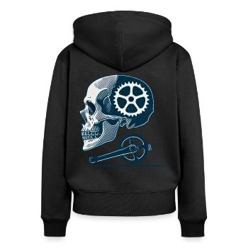 Bicycle Skeleton Sprocket Cycling - Women's Premium Organic Zip Hoodie - black - Back - Julia (174cm)