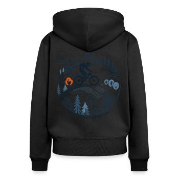 Aventure à vélo VTT Fun Nature - Sweat à capuche zippé Premium bio Femme - noir - Dos - Julia (174cm)
