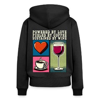Love Coffee Wine Retro Pop Art Muttertag Geschenk - Frauen Premium Bio Zip Hoodie - Schwarz - Hinten - Julia (174cm)