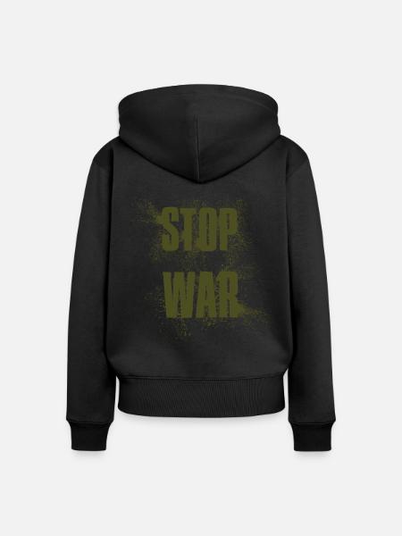 STOP WAR – NO WAR - PEACE - Frauen Premium Bio Zip Hoodie - Schwarz