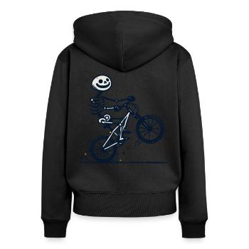 Drôle de vélo squelette motard pour - Sweat à capuche zippé Premium bio Femme - noir - Dos - Julia (174cm)