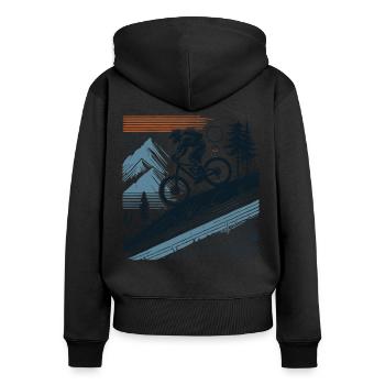 VTT Aventure Vélo Nature - Sweat à capuche zippé Premium bio Femme - noir - Dos - Julia (174cm)