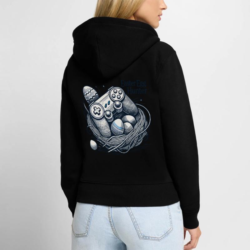 Conception de la manette de jeu Easter Egg Hunter Sweat à capuche zippé Premium bio Femme