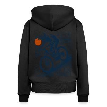 Aventure à vélo Rétro Descente - Sweat à capuche zippé Premium bio Femme - noir - Dos - Julia (174cm)