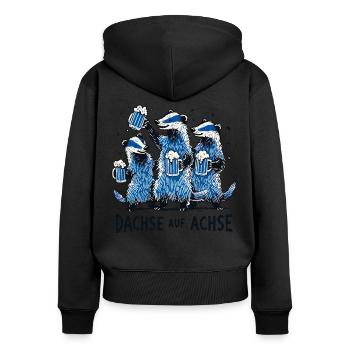 Dachse Auf Achse Party Crew Spaß - Frauen Premium Bio Zip Hoodie - Schwarz - Hinten - Julia (174cm)