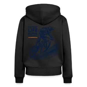 Descente à vélo Rétro La meilleure vie Descente - Sweat à capuche zippé Premium bio Femme - noir - Dos - Julia (174cm)