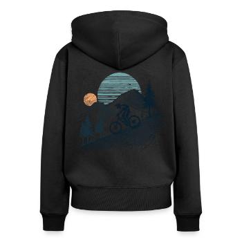 Mountainbike Abenteuer Fahrrad Natur Liebhaber - Frauen Premium Bio Zip Hoodie - Schwarz - Hinten - Julia (174cm)